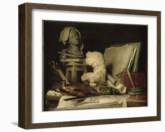 Les Attributs de la peinture, de la sculpture et de l'architecture-Anne Vallayer-coster-Framed Giclee Print