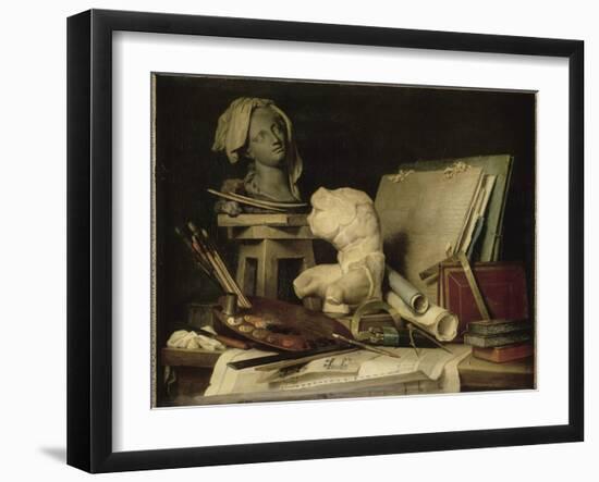 Les Attributs de la peinture, de la sculpture et de l'architecture-Anne Vallayer-coster-Framed Giclee Print