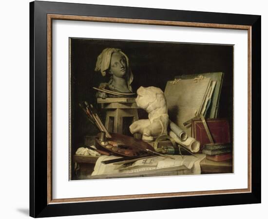 Les Attributs de la peinture, de la sculpture et de l'architecture-Anne Vallayer-coster-Framed Giclee Print