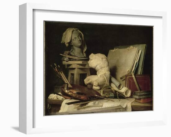 Les Attributs de la peinture, de la sculpture et de l'architecture-Anne Vallayer-coster-Framed Giclee Print