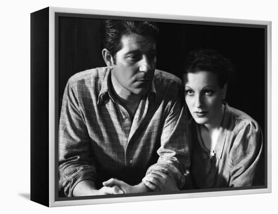 Les Bas Fonds by JeanRenoir with Jean Gabin and Junie Astor, 1936 (b/w photo)-null-Framed Stretched Canvas