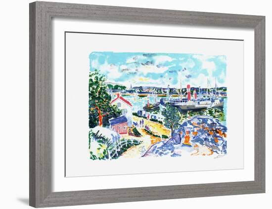 Les bâteaux à quai-Jean-claude Picot-Framed Collectable Print