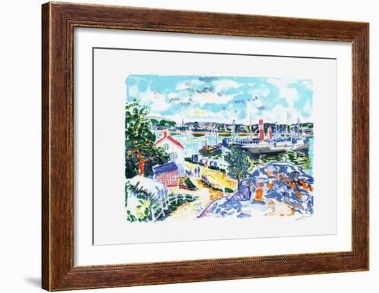 Les bâteaux à quai-Jean-claude Picot-Framed Collectable Print