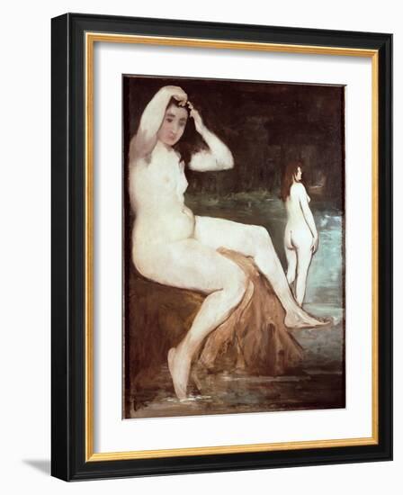 Les Batheuses Painting by Edouard Manet (1832-1883) 1874 Sun. 132X98 Cm Sao Paulo, Museum of Art-Edouard Manet-Framed Giclee Print