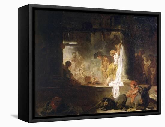 Les Blanchisseuses ou l'étendage-Jean-Honoré Fragonard-Framed Premier Image Canvas