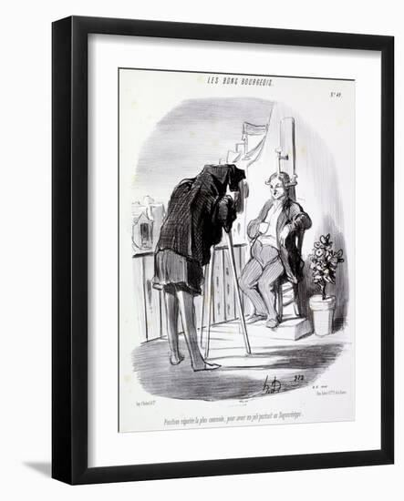 Les Bons Bourgeois: the Best Position to Get a Nice Daguerreotype Portrait-Honore Daumier-Framed Giclee Print