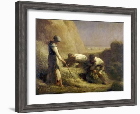 Les botteleurs de foin-Jean-Fran?ois Millet-Framed Giclee Print