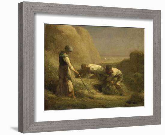 Les Botteleurs de foin-Jean-Fran?ois Millet-Framed Giclee Print