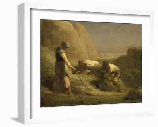 Les Botteleurs de foin-Jean-Fran?ois Millet-Framed Giclee Print