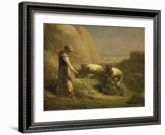 Les Botteleurs de foin-Jean-Fran?ois Millet-Framed Giclee Print