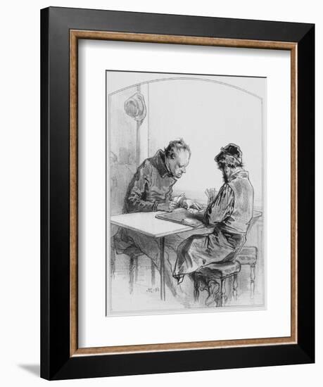 Les Cartes, Plate 20 from Les Toquades, 1858-Paul Gavarni-Framed Giclee Print