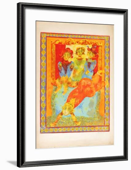 Les clowns II-Sakti Burman-Framed Premium Edition