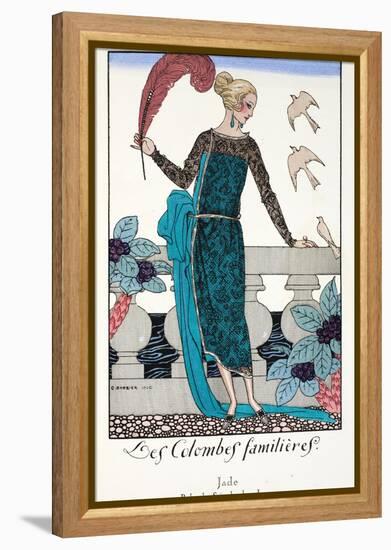 Les Colombes Familieres - Jade - Evening Gown de Chez Jenny 1920-Georges Barbier-Framed Premier Image Canvas