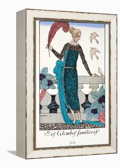 Les Colombes Familieres - Jade - Evening Gown de Chez Jenny 1920-Georges Barbier-Framed Premier Image Canvas