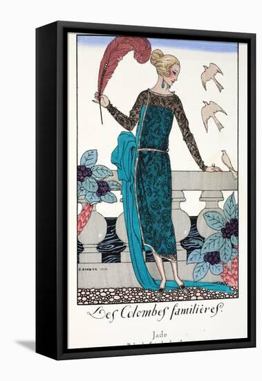 Les Colombes Familieres - Jade - Evening Gown de Chez Jenny 1920-Georges Barbier-Framed Premier Image Canvas