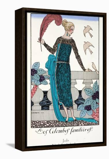 Les Colombes Familieres - Jade - Evening Gown de Chez Jenny 1920-Georges Barbier-Framed Premier Image Canvas