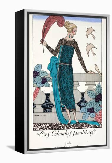 Les Colombes Familieres - Jade - Evening Gown de Chez Jenny 1920-Georges Barbier-Framed Premier Image Canvas