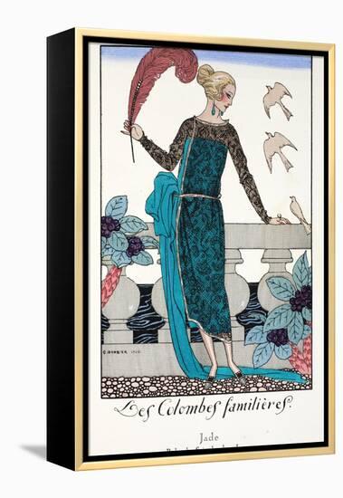 Les Colombes Familieres - Jade - Evening Gown de Chez Jenny 1920-Georges Barbier-Framed Premier Image Canvas