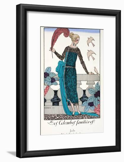 Les Colombes Familieres - Jade - Evening Gown de Chez Jenny 1920-Georges Barbier-Framed Giclee Print