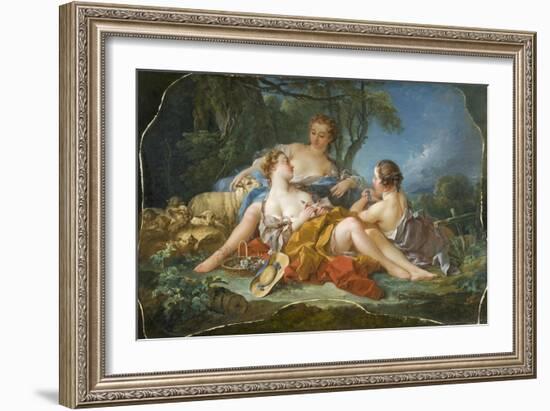 Les Confidences Pastorales, c.1745-Francois Boucher-Framed Giclee Print