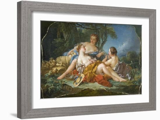 Les Confidences Pastorales, c.1745-Francois Boucher-Framed Giclee Print