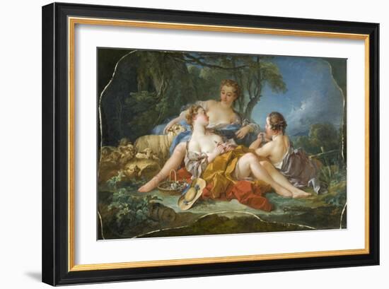 Les Confidences Pastorales, c.1745-Francois Boucher-Framed Giclee Print