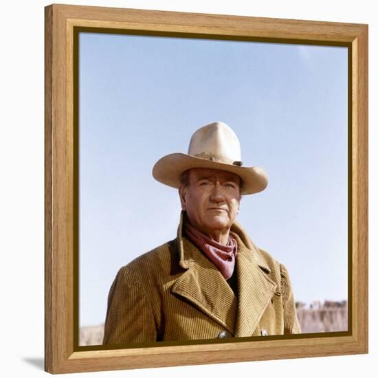 Les Cow Boys by MarkRydell with John Wayne, 1972 (photo)-null-Framed Stretched Canvas