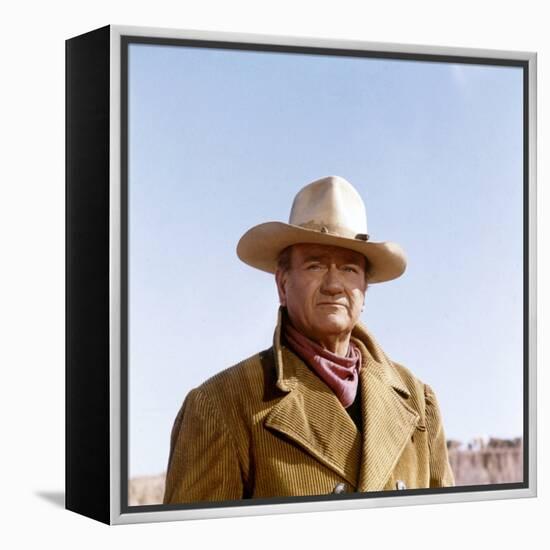 Les Cow Boys by MarkRydell with John Wayne, 1972 (photo)-null-Framed Stretched Canvas