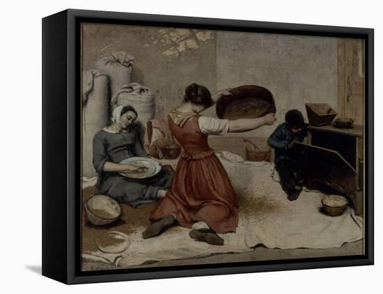 Les Cribleuses de blé-Gustave Courbet-Framed Premier Image Canvas