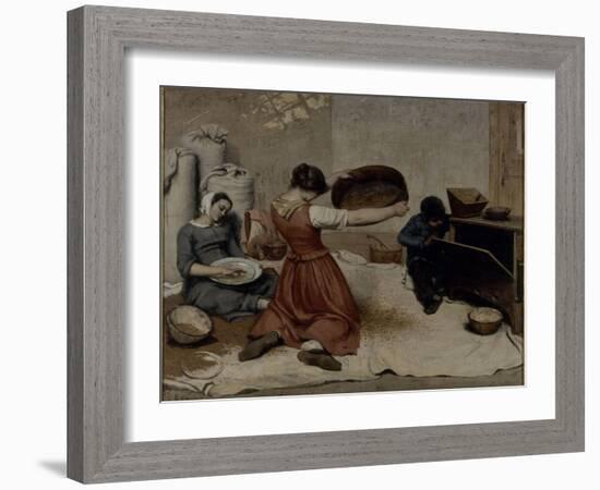 Les Cribleuses de blé-Gustave Courbet-Framed Giclee Print