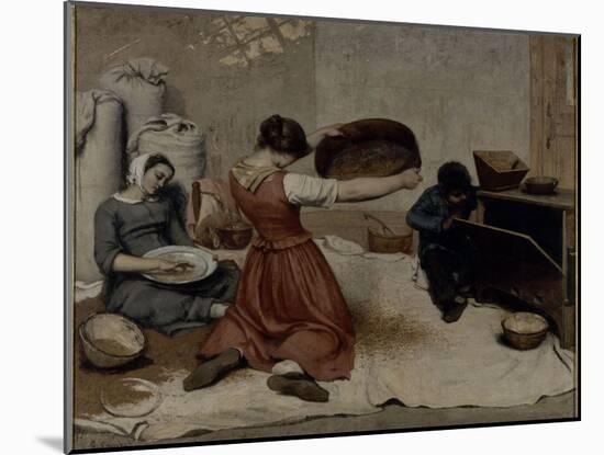 Les Cribleuses de blé-Gustave Courbet-Mounted Giclee Print