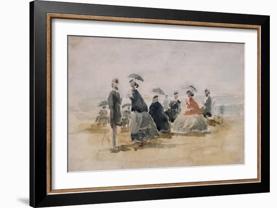 Les Crinolines, 1865-Eug?ne Boudin-Framed Giclee Print