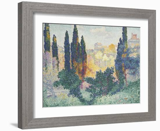 Les cyprès à Cagnes-Henri Edmond Cross-Framed Giclee Print