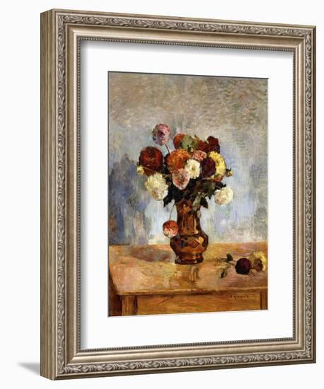 Les Dahlias, 1885-Paul Gauguin-Framed Giclee Print