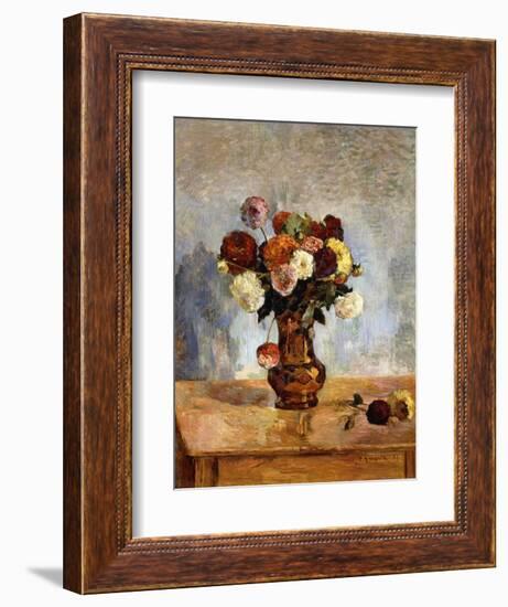 Les Dahlias, 1885-Paul Gauguin-Framed Giclee Print