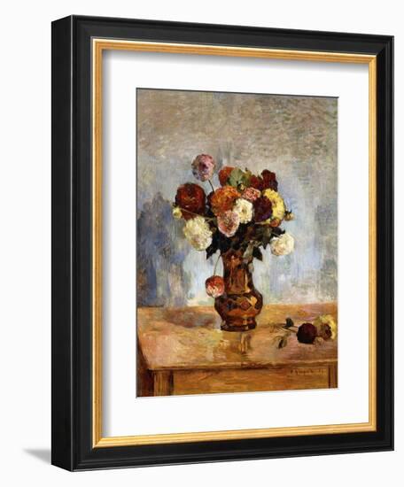 Les Dahlias, 1885-Paul Gauguin-Framed Giclee Print