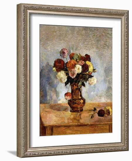 Les Dahlias, 1885-Paul Gauguin-Framed Giclee Print