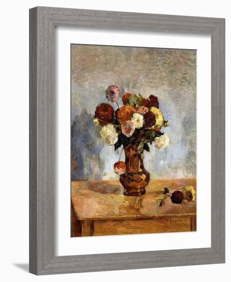 Les Dahlias, 1885-Paul Gauguin-Framed Giclee Print