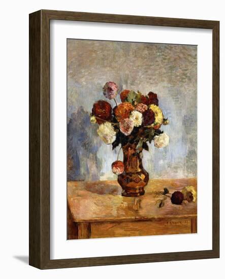 Les Dahlias, 1885-Paul Gauguin-Framed Giclee Print