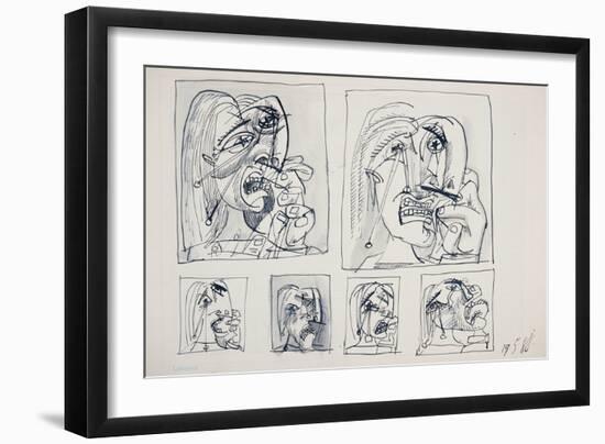 Les Damoiselles D'Avignon 15, 1988 (ink on paper)-Ralph Steadman-Framed Giclee Print