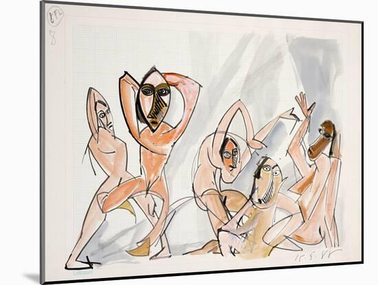 Les Damoiselles D'Avignon 17672, 1988 (ink and acrylic on paper)-Ralph Steadman-Mounted Giclee Print