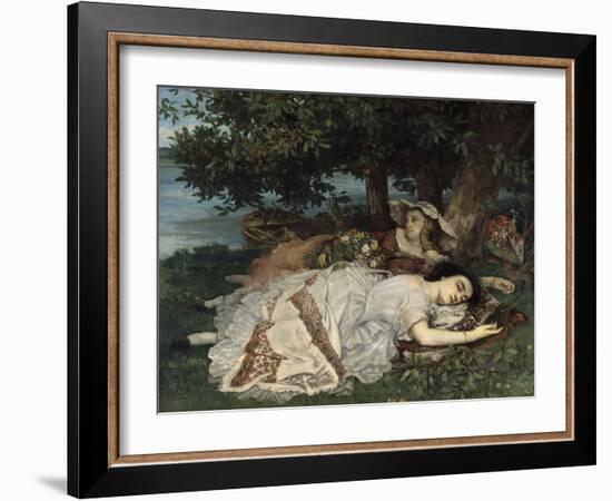 Les demoiselles du bord de la Seine-Gustave Courbet-Framed Giclee Print