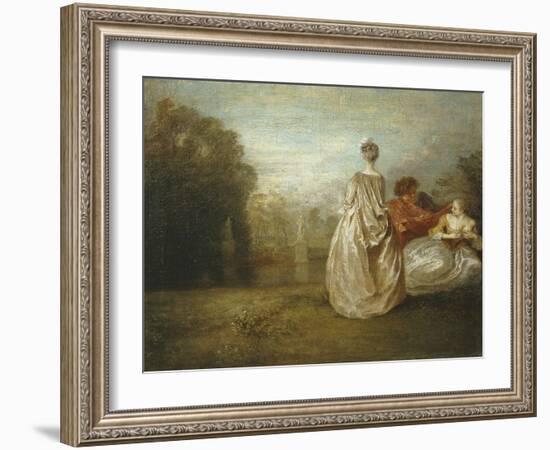 Les Deux Cousines, the Two Cousins, C.1716-Jean-Antoine Watteau-Framed Giclee Print