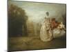 Les Deux Cousines, the Two Cousins, C.1716-Jean-Antoine Watteau-Mounted Giclee Print