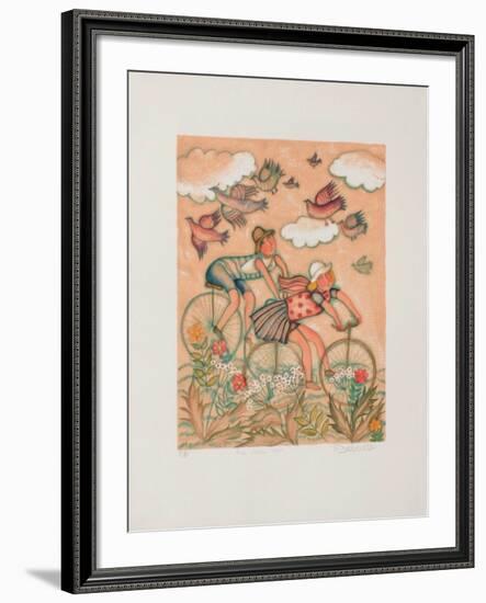 Les Deux Vélos-Françoise Deberdt-Framed Collectable Print