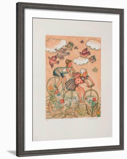 Les Deux Vélos-Françoise Deberdt-Framed Collectable Print