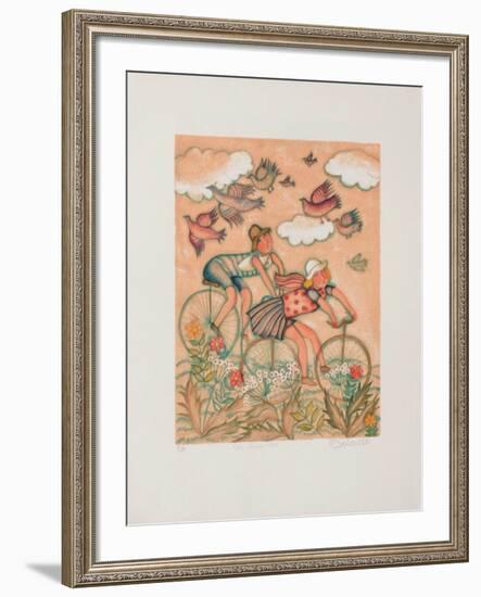 Les Deux Vélos-Françoise Deberdt-Framed Collectable Print