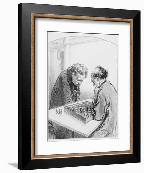 Les Échecs, Plate 15 from Les Toquades, 1858-Paul Gavarni-Framed Giclee Print