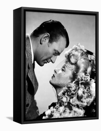 Les Ecumeurs THE SPOILERS by Ray Enright with John Wayne and Marlene Dietrich, 1942 (b/w photo)-null-Framed Stretched Canvas