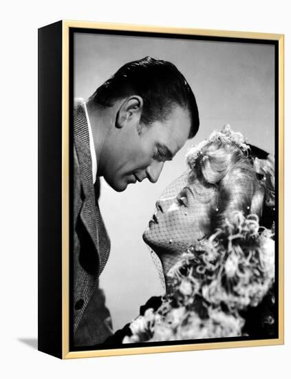 Les Ecumeurs THE SPOILERS by Ray Enright with John Wayne and Marlene Dietrich, 1942 (b/w photo)-null-Framed Stretched Canvas